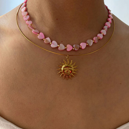Collier de perles en forme de cœur et de coquillage, 1 pièce