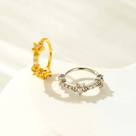 1 pièce de piercing de nez en forme d'étoile en cuivre doré et zircon pour femme 2