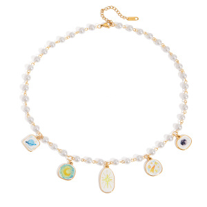 Collier Pendentif Femme En Acier Inoxydable Doré, Motif Étoile Romantique Et Élégante (1 Pièce) h5 