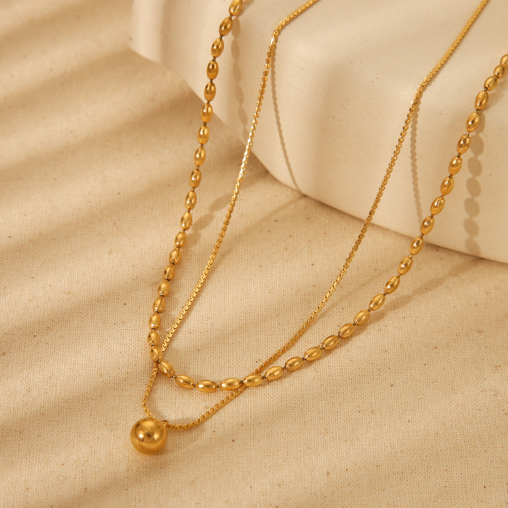 1 Paire De Colliers Superposés Géométriques Simples Pour Femme, En Acier Inoxydable Étanche, À Porter Au Quotidien h5Image2