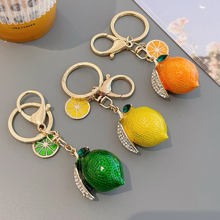 Porte-clés Simple Series Daily Fruit en alliage et strass