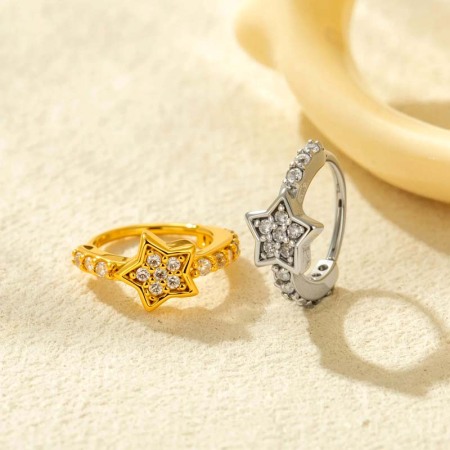 1 piercing de nez pour femme en forme d'étoile brillante, couleur cuivre et or, zircon