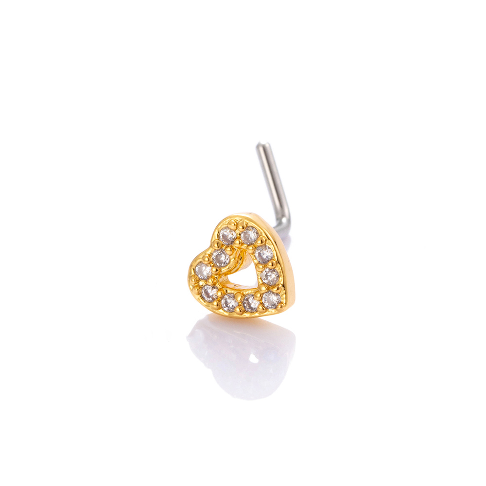 1 Pièce De Piercing De Nez En Zircon Couleur Cuivre Doré 
