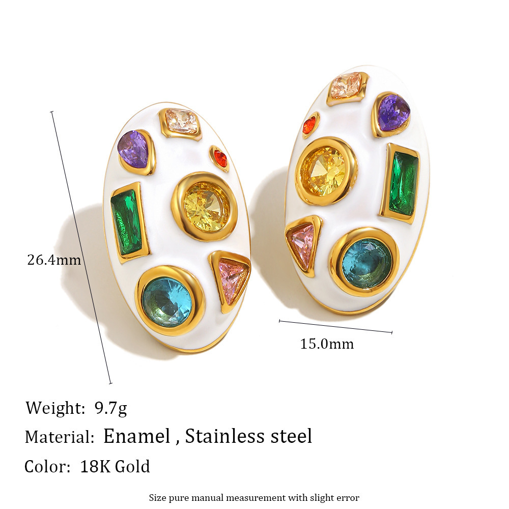 1 Paire De Boucles D'Oreilles Puces Classiques En Acier Inoxydable Imperméables, Style Cœur, Collection Luxe Pour Femmes 