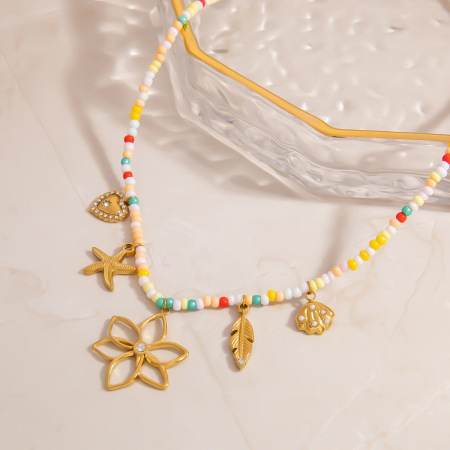 Collier De Perles À Breloques En Forme De Fleur, 1 Pièce 2