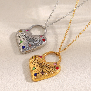 Collier Pendentif Femme Étanche En Acier Inoxydable, Motif Cœur Classique, Collection Simple Series (1 Pièce) h5 Image3