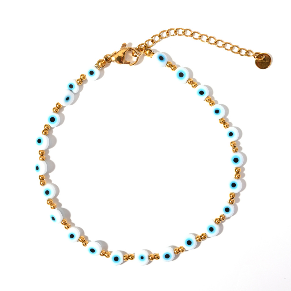 Bracelet De Cheville Pour Femme En Résine Dorée, Collection Classic Series Eye Image6