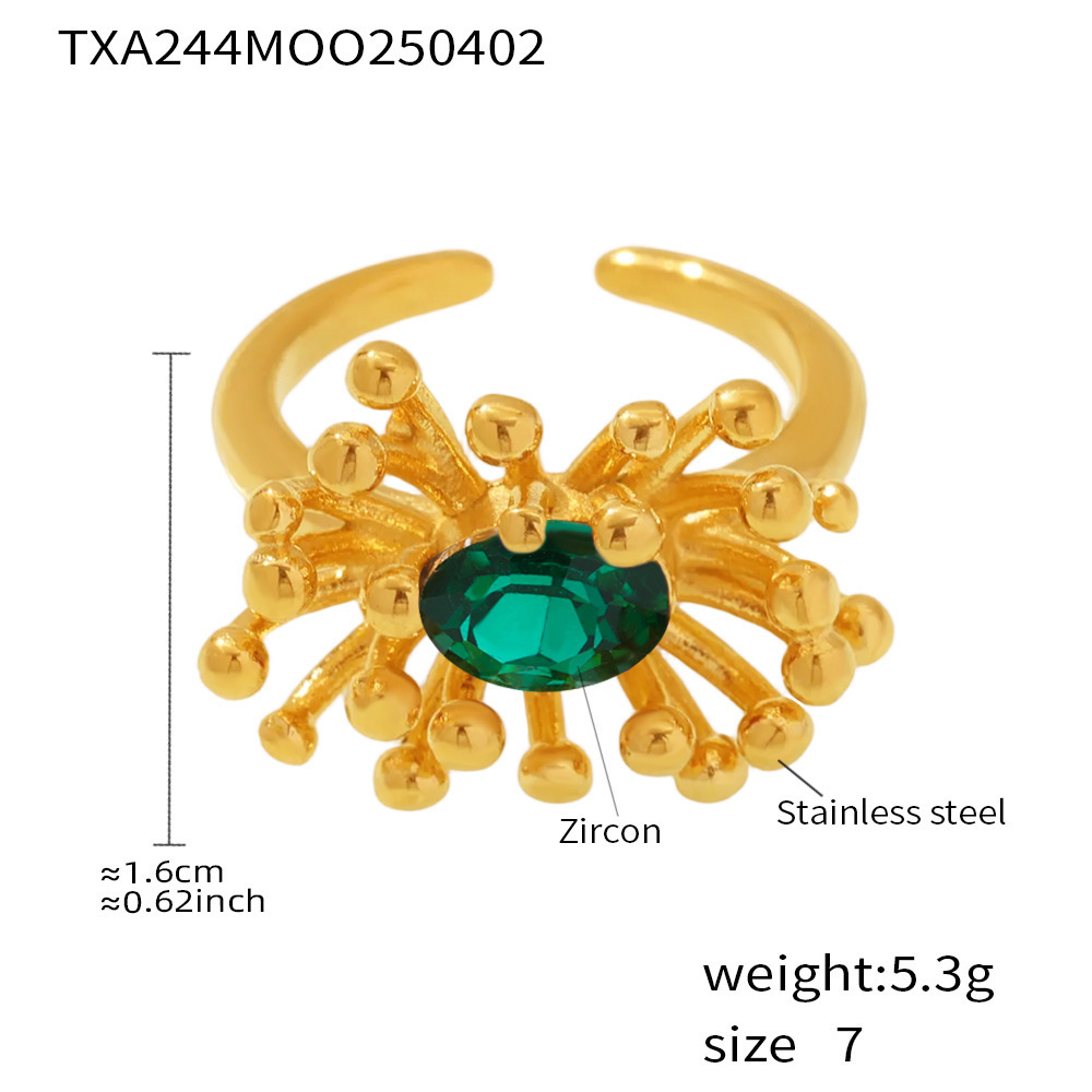 Ensemble De Boucles D'Oreilles Rétro À Fleurs En Acier Inoxydable Étanche Couleur Or Pour Femme (1 Pièce) 