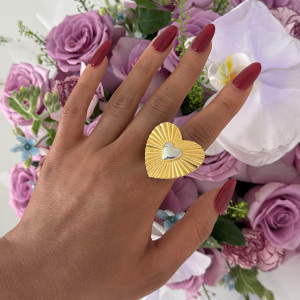 Bague Romantique Simple En Forme De Cœur, En Acier Inoxydable, Étanche (1 Pièce) h5 Image7