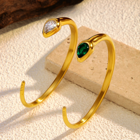 Bracelet manchette étanche en acier inoxydable doré, forme serpent (1 pièce)