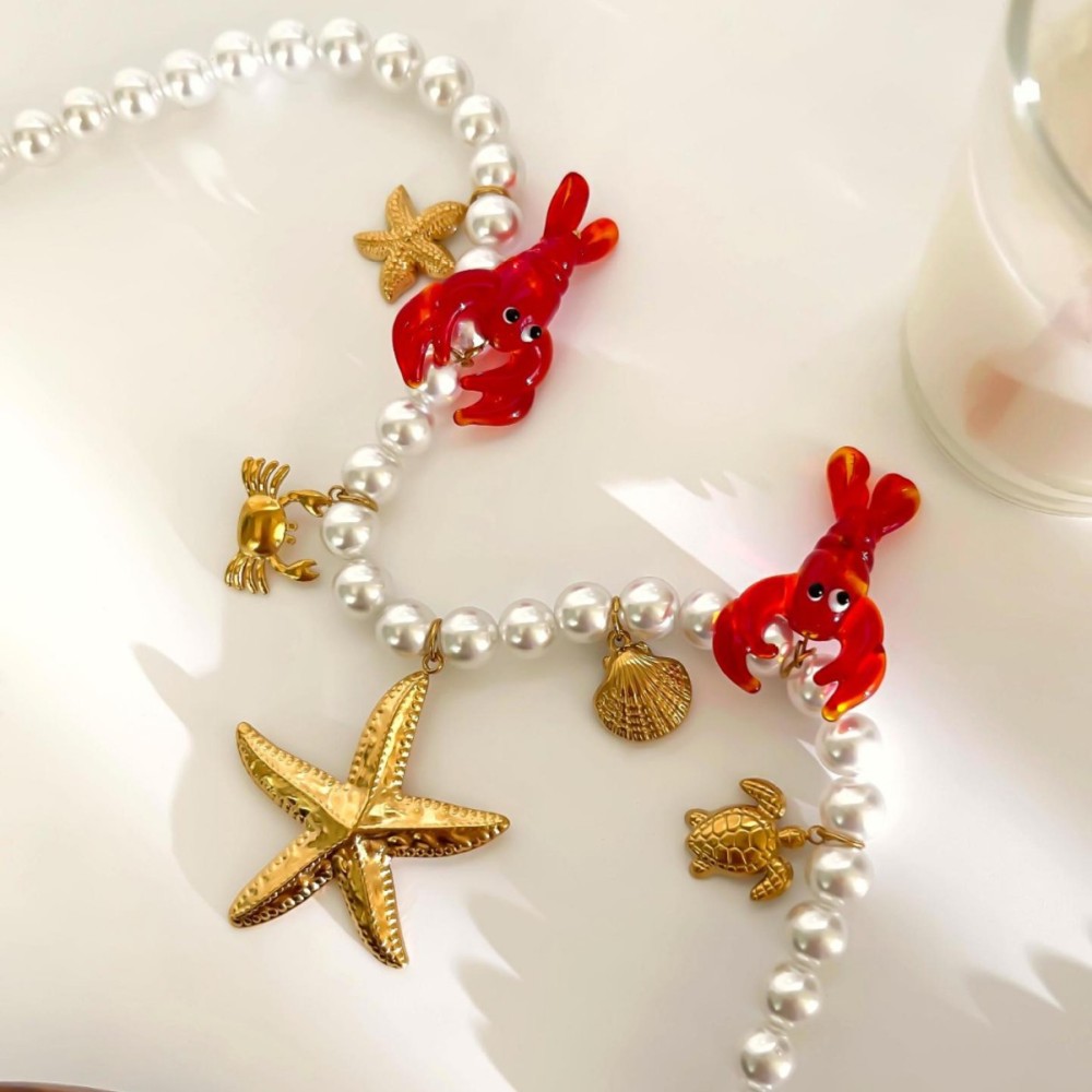 Collier De Perles De Homard Émaillé 1 Pièce Image4