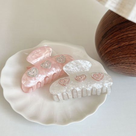 1 paire de pinces à cheveux en acétate pour femme, série Simple, motif cœur mignon