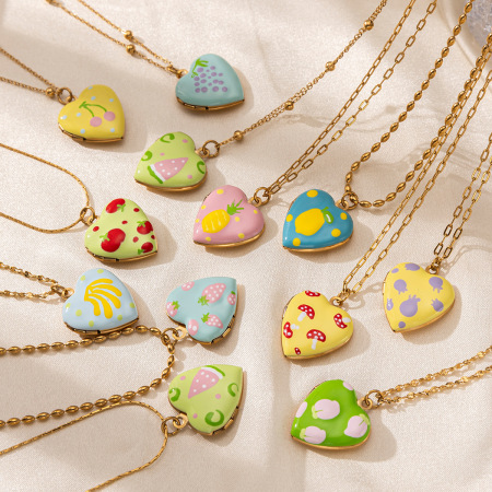 Collier pendentif en forme de cœur, en acier inoxydable étanche, couleur or (1 pièce) 2