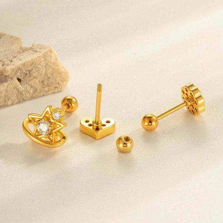 Boucles d'oreilles perçantes élégantes en forme de coquillage, couleur cuivre et or, zircone, pour femme, 1 pièce 2