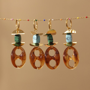 1 Paire De Boucles D'Oreilles Pendantes Rétro Ovales Irrégulières En Acier Inoxydable, Couleur Or, Étanches h5 Image3