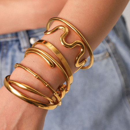 Bracelets pour femmes Simple Series Daily, forme irrégulière, en acier inoxydable, étanches