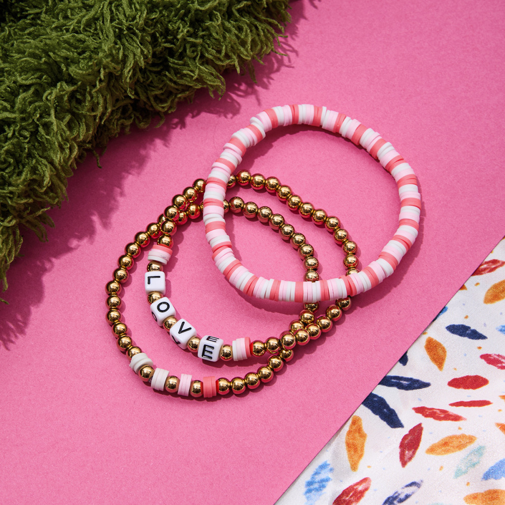 Bracelet De Perles Pour Femme, 1 Pièce, En Pâte Polymère Et Acier Inoxydable, Étanche. Image5