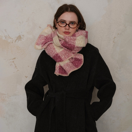 Écharpe d'hiver décontractée en polyester à carreaux pour femme, 1 pièce 2