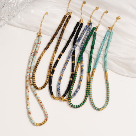 Collier de perles pour femme, style vintage, pierres naturelles, 1 pièce 2