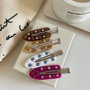 1 Paire De Pinces À Cheveux En Acétate Pour Femme, Série Simple, Motif Floral Mignon h5 Image3