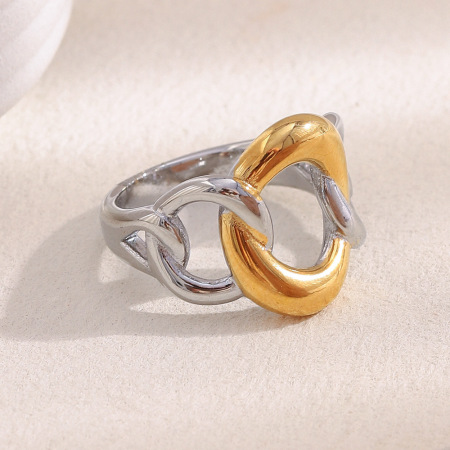 Bague tendance décontractée en acier inoxydable de couleur assortie, 1 pièce, collection Simple, style mixte, étanche. 2