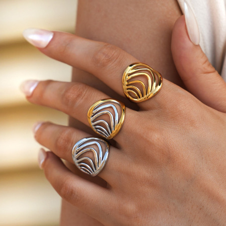 Bague minimaliste simple en acier inoxydable étanche couleur or (1 pièce) 2