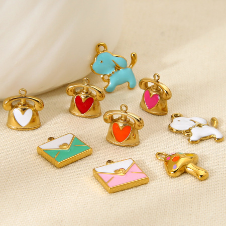 Pendentif romantique en forme de cœur mignon, en acier inoxydable étanche, à faire soi-même (1 pièce). 2