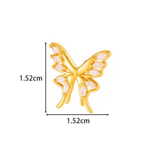 Boucle D'Oreille Piercing Papillon En Cuivre Doré Et Zircon h5 Image2