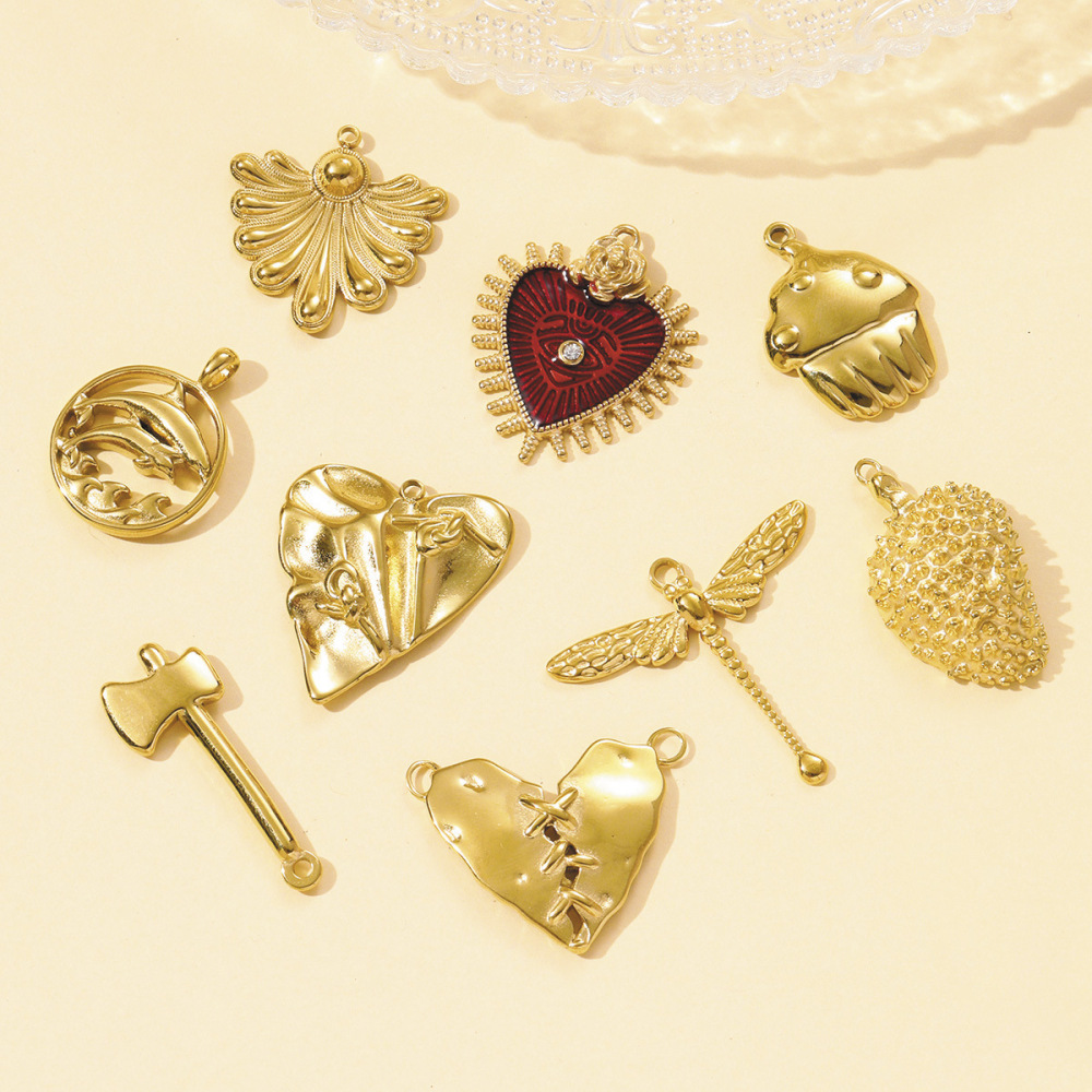 Pendentif Femme En Forme De Cœur, En Acier Inoxydable Étanche (1 Pièce) h5Image4