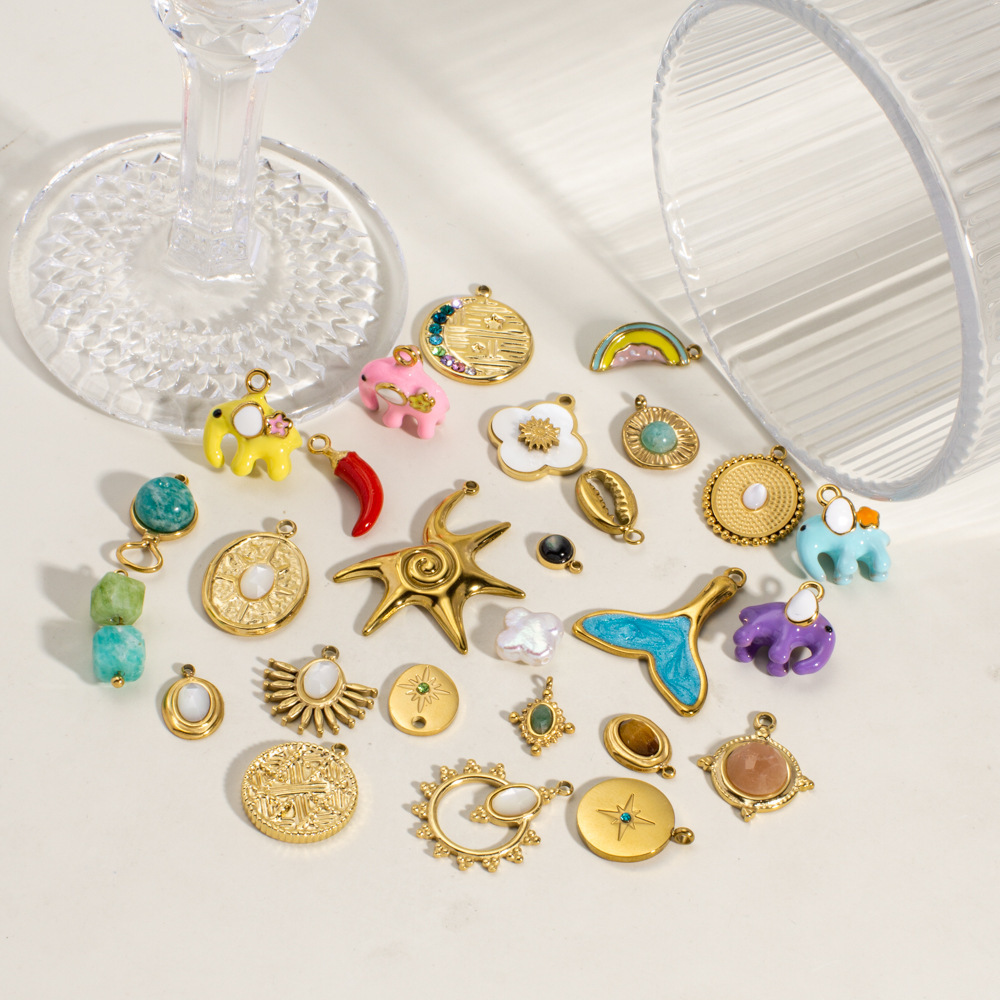 Pendentif Femme En Acier Inoxydable Étanche, Motif Animal Mignon, Fruit Et Piment (1 Pièce) Image2