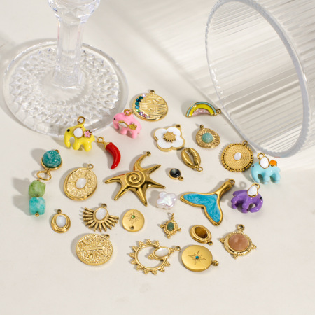 Pendentif femme en acier inoxydable étanche, motif animal mignon, fruit et piment (1 pièce) 2