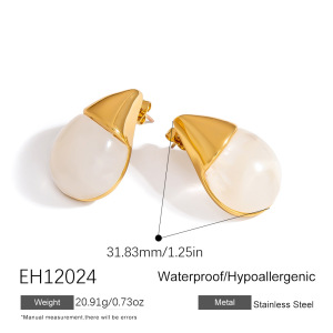 Boucles D'Oreilles Puces Pour Femme, En Acier Inoxydable, Forme Irrégulière, En Forme De Goutte De Fleur, 1 Paire h5 Image2