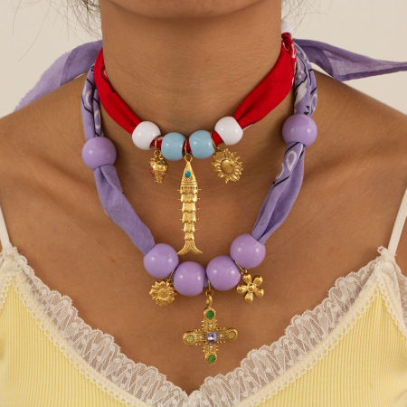Collier pendentif femme en acier inoxydable doré, couleur or, orné d'une croix œil du diable (1 pièce), collection de luxe