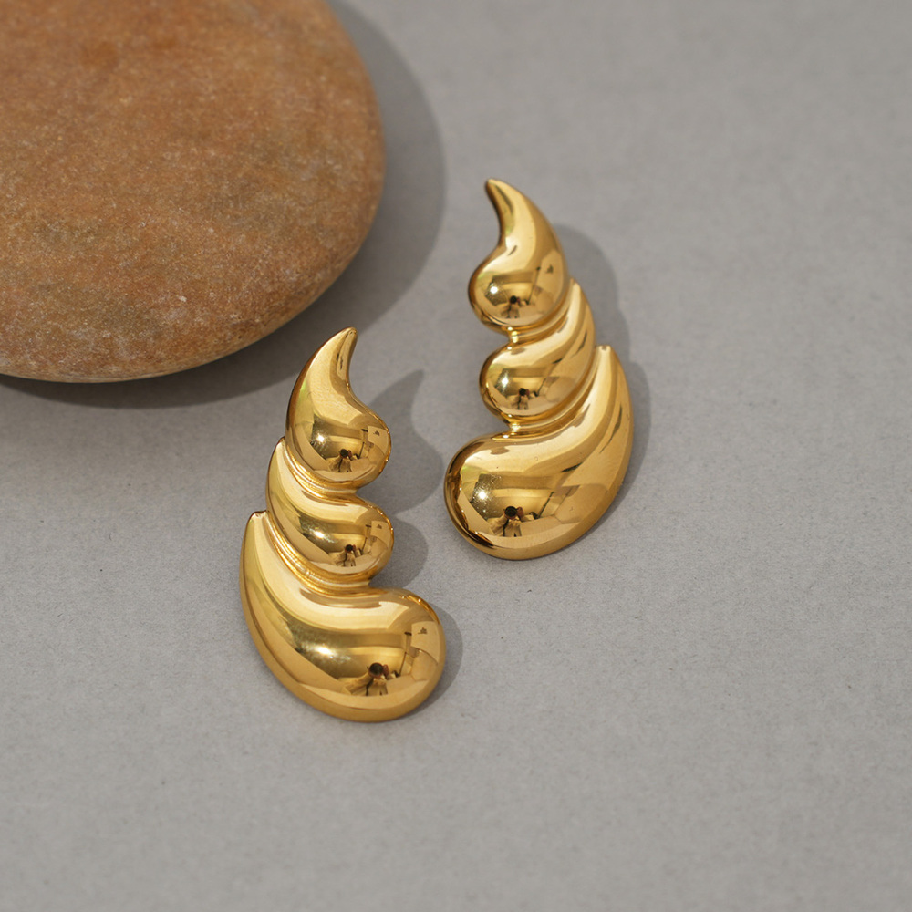 1 Paire De Boucles D'Oreilles Puces Pour Femme, En Acier Inoxydable Imperméable, De Forme Simple Et Irrégulière Image4