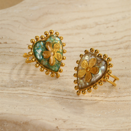 Bague en forme de cœur, en acier inoxydable étanche, couleur or (1 pièce). 2