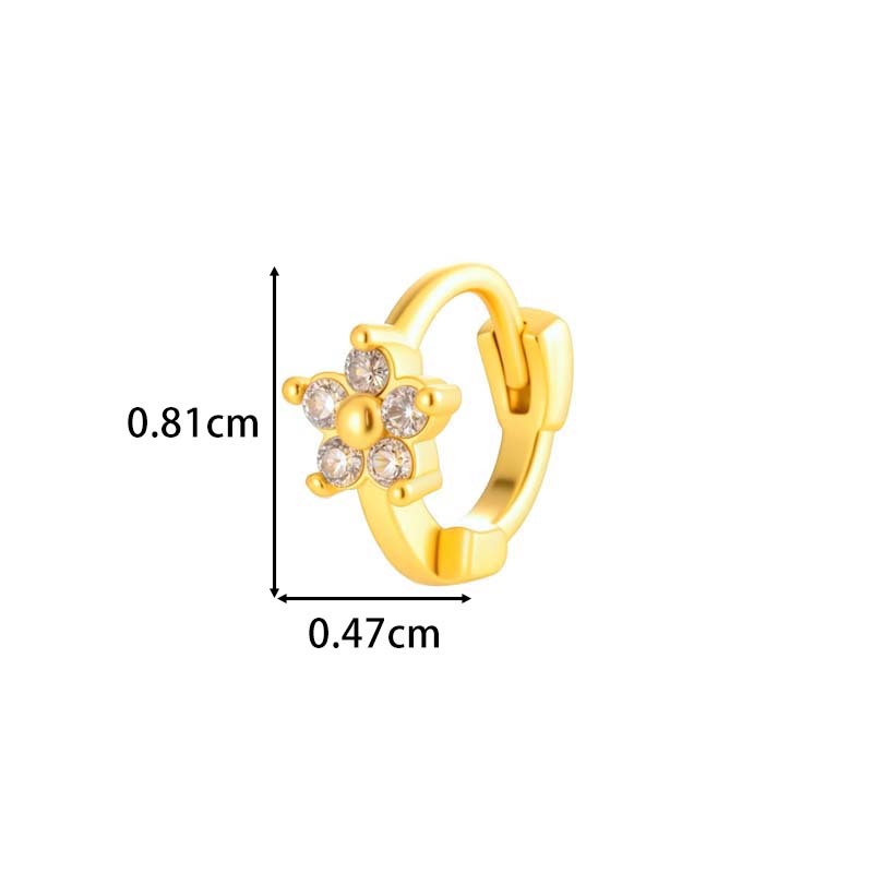 Boucle D'Oreille Piercing Papillon En Cuivre Doré Et Zircon Image2