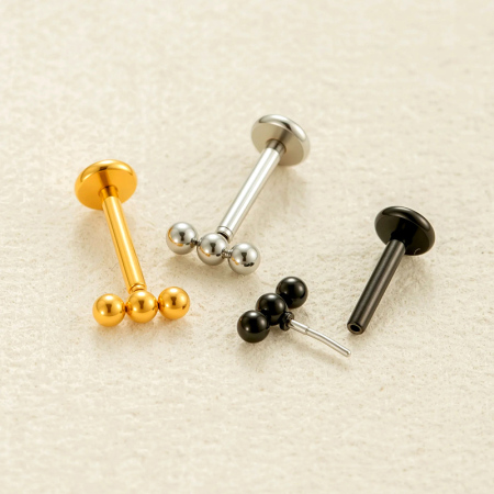 1 boucle d'oreille piercing femme Daily Ball en acier inoxydable étanche couleur or 2