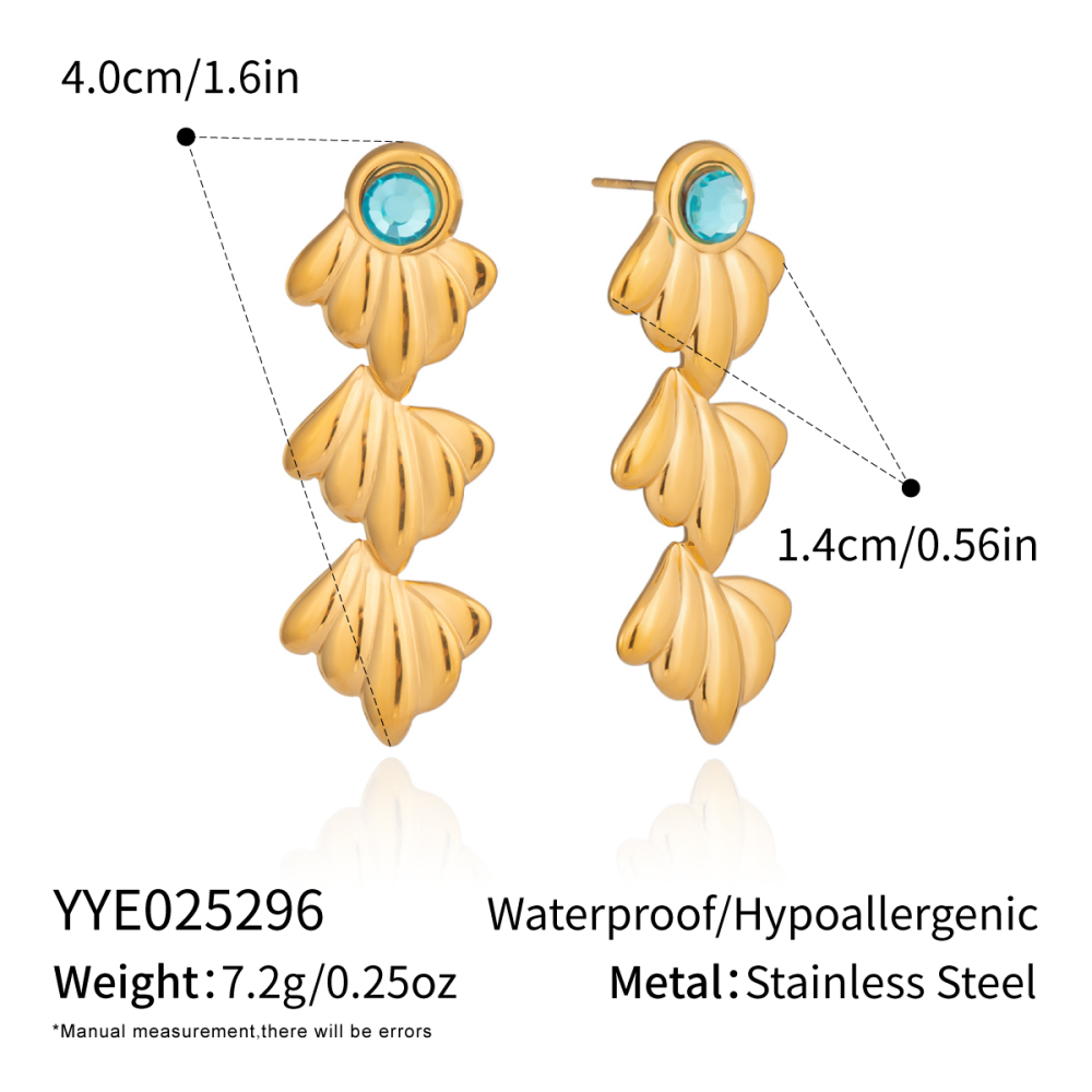 1 Paire De Boucles D'Oreilles Pendantes En Acier Inoxydable Doré, Étanches, En Forme De Coquillage
