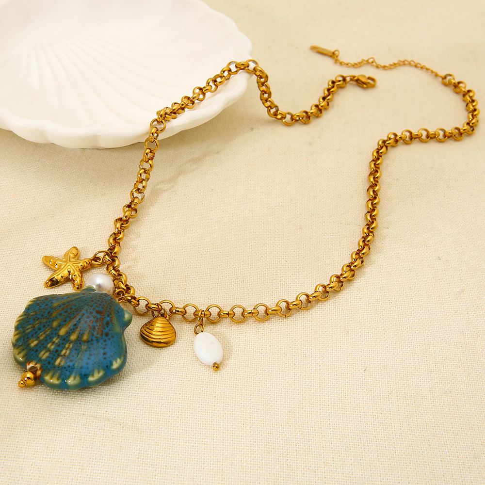 Collier Pendentif Coquillage En Céramique 1 Pièce Image3