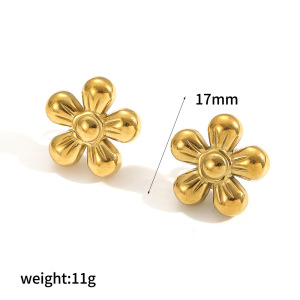 1 Paire De Boucles D'Oreilles À Clous En Acier Inoxydable Doré, Imperméables, En Forme De Fleur h5 
