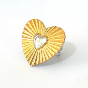 Bague Romantique Simple En Forme De Cœur, En Acier Inoxydable, Étanche (1 Pièce) h5 