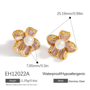 1 Paire De Boucles D'Oreilles À Tige Simples En Acier Inoxydable Pour Femme, Motif Fleur Douce h5 Image2