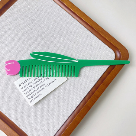 Peigne pour femme en feuille d'acétate de cellulose en forme de tulipe, 1 pièce 2