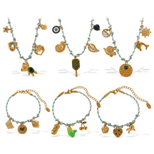 Ensemble De Collier Diy En Acier Inoxydable Imperméable Avec Breloque Mignonne h5 Image5