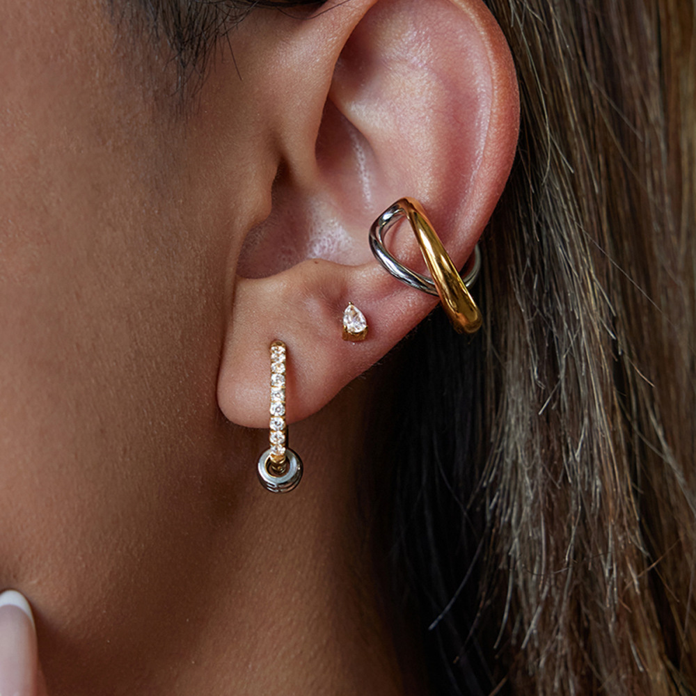 1 Paire De Boucles D'Oreilles Créoles Simples En Acier Inoxydable Étanche Couleur Or Pour Femme h5Image4