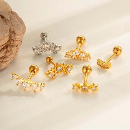 Boucle d'oreille piercing étoile cuivre or zircon 1 pièce