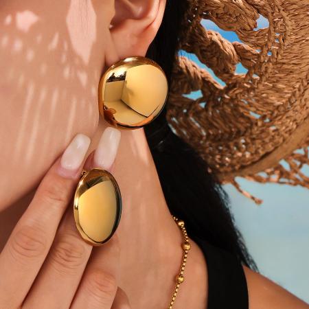Boucles d'oreilles puces minimalistes en forme de cœur, en acier inoxydable étanche, couleur or, pour femme (1 paire)