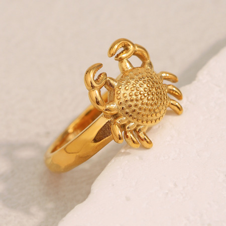 Bague classique crabe en acier inoxydable étanche couleur or (1 pièce) 2