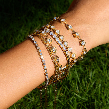 Bracelet chaîne femme en acier inoxydable doré, imperméable, orné d'une étoile (1 pièce)
