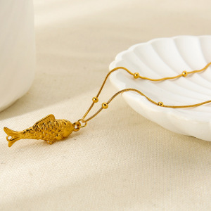 Collier Pendentif Tortue/Poisson En Acier Inoxydable Étanche Couleur Or (1 Pièce) h5 Image3